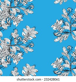Seamless wallpaper pattern in vintage style on blue background EPS 10.