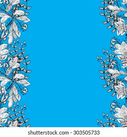 Seamless wallpaper pattern in vintage style on blue background.