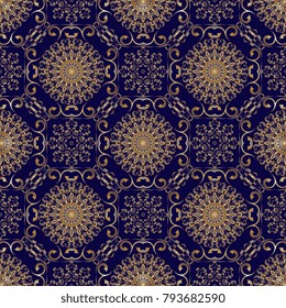 Seamless wallpaper pattern in vintage style. Seamless floral ornament on background. Seamless pattern for your design. Wallpaper pattern