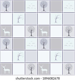 Seamless Wallpaper with a picture of wildlife in gentle tones