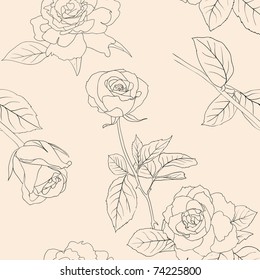 Seamless wallpaper with rose flowers