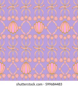 seamless wallpaper with rose and shell 