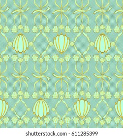 seamless wallpaper with rose and shell 