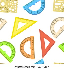 Seamless wallpaper the ruler and protractor line of the triangle vector background