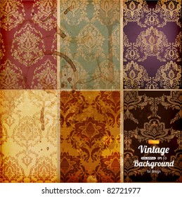 Seamless wallpaper set for vector retro background