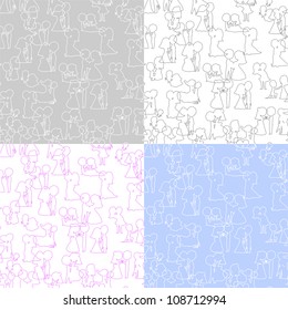 seamless wallpaper with silhouettes bride and groom