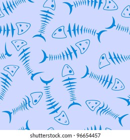 Seamless wallpaper skeleton fish vector background