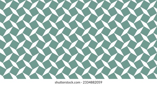 Seamless wallpaper from squares with tilt angles. Green in color with a white background. square, smooth, dizzy. Vector