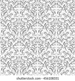 Seamless wallpaper in the style of Baroque. Gray ornament,  can be user for wallpaper, invitation, cards,  pattern fills, background,surface textures.