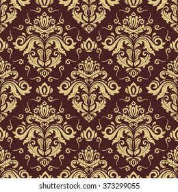 Seamless wallpaper in the style of baroque. Traditional vector golden pattern. Classic oriental background