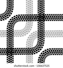 Seamless wallpaper tire tracks pattern illustration vector background