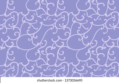 seamless wallpaper vector, abstract lace pattern in muted pastel purple colors that you can change to your own colors. Ornate Victorian curls and swirls in repeating pattern, fancy decorative print