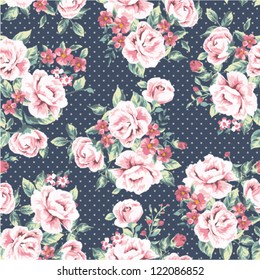 seamless wallpaper vintage flower pattern on dot background