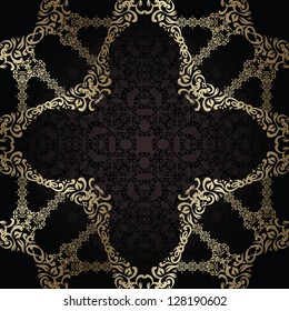 Seamless wallpaper with vintage frame. Original design. Can be used as invitation