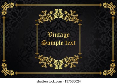 Seamless wallpaper with vintage frame. Retro design