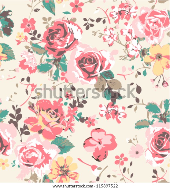 Seamless Wallpaper Vintage Rose Pattern Background 库存矢量图 免版税 Seamless Wallpaper Vintage Rose Pattern Background 库存矢量图 免版税