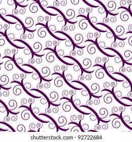 Seamless wallpaper with violet abstract swirl ornament elements