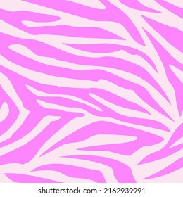 Seamless wallpaper for zebra and tiger stripes animal skin pattern. Pink design for textile fabric printing. Fashionable and home design fit.