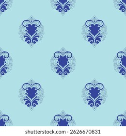 Seamless wallpapers, damas, blue floors, blue patterns, vector patterns.