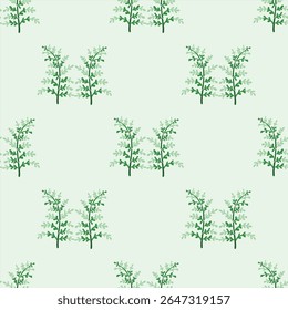 Seamless wallpapers, light green leaf tops, vector patterns.
