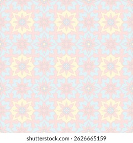 Fondos de pantalla sin costuras. ¿Qué dijiste? El patrón geométrico de flores es un color cremoso claro, rosa claro, púrpura claro, estilo Vector.