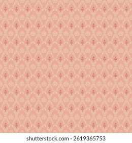 Seamless warm pastel damask pattern for artistic backgrounds in romantic or festive themes. Perfect for  wedding, stationery, cultural projects, elegant product, packaging, or textile designs.