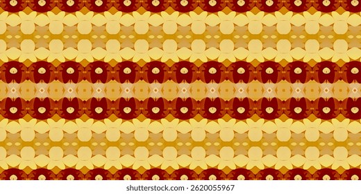 Seamless Warm-Toned Abstract Pattern with Eye and Floral Elements – Geometric Background