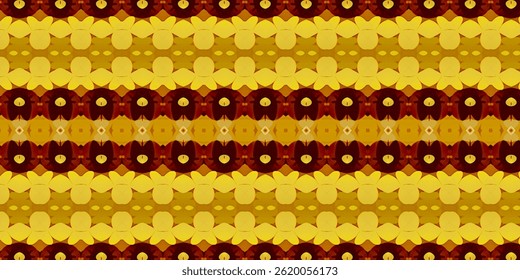 Seamless Warm-Toned Abstract Pattern with Eye and Floral Elements – Geometric Background