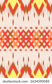 Seamless Warm-Toned Tribal Ikat Pattern – Ethnic Boho Fabric Design in Earthy Colors