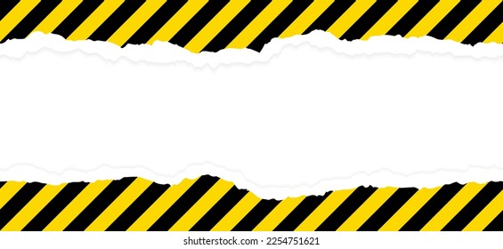 Seamless Warning vector striped rectangular background. Stripped torned background. Caution sign Black and yellow warning line striped rectangular background, yellow and black stripes on the diagonal.