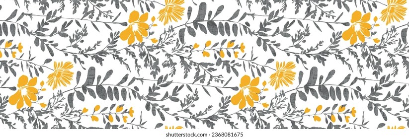 Seamless water color flower and leaf design pattern.