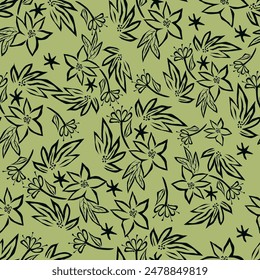 Seamless water color flower and leaf design pattern.