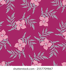 Seamless water color flower and leaf design pattern