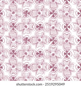 Seamless water colour type  Repeating pattern, ethnic fabric pattern. simple geometrical spring summer violet hand drawn flower pattern for textile printing, tiles, wallpapers, texture background.