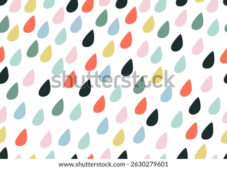 Seamless water drops dots pattern. Modern cute vector pattern with colorful rain drops with texture for kids and baby designs