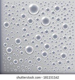Seamless Water drops pattern on gray background  Vector art. 
