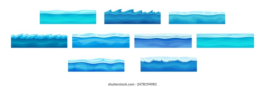 Seamless Water and Ocean Layers For Game Vector Set