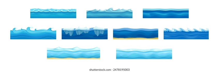 Capas de agua y océano sin costura para el juego de Vector