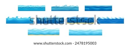Seamless Water and Ocean Layers For Game Vector Set