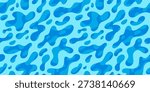 Seamless Water Pattern with Ripple Blue Blobs. Abstract Sea Waves Background. Vector Summer Pool Water Surface Texture.