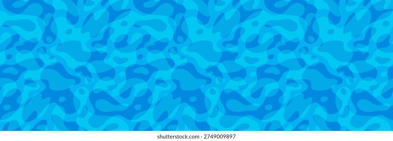 Seamless Water Pattern with Rippling Waves and Pool Surface Texture. Blue Ocean Background with Flowing Liquid Shapes for Summer Beach Designs and Aquatic Illustrations