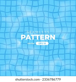 Seamless water pattern. Summer swimming pool vector. Top view. Summer background. Banner or poster. Sale template. Simple cartoon design. Realistic water. 3d. Illustration eps10.
