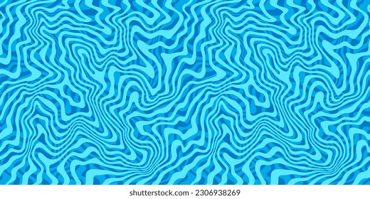 Seamless Water Pattern with Wavy Lines. Vector Water Ripple Texture. Abstract Blue Pool Surface