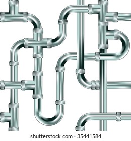Seamless water pipe or plumbing background.  Stainless steel texture.