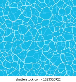 Seamless water ripple with shining water surface pattern. Swimming pool surface texture.  Abstract blue waves background. Vector illustration for graphic, web, surface design.