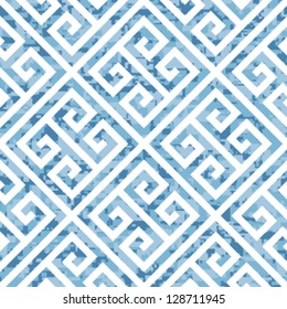 Seamless Water Themed Greek Key Background Pattern