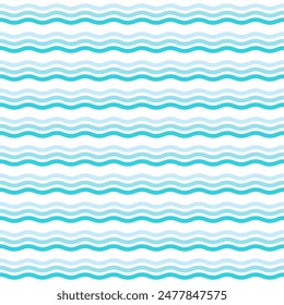 seamless water wave line pattern and background vector illustration