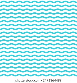 seamless water wave line pattern and background vector illustration