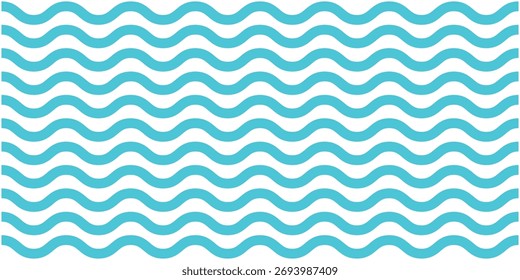 Patrón de línea de onda de agua sin fisuras y Vector de iconos de fondo. Símbolo de moda del patrón de onda azul aqua. Ilustración vectorial.