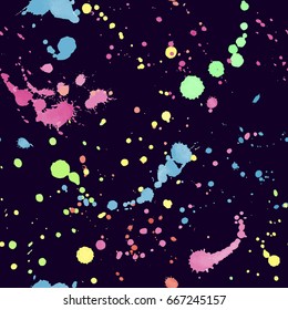 Seamless watercolor  abstract expressionism splatter pattern. style of drip painting. Vector Illustration